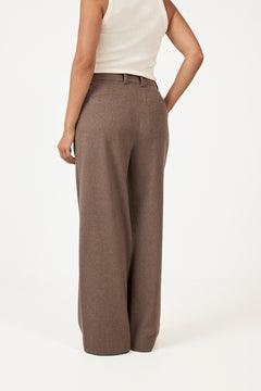 Ava Wool Trouser - Dark Taupe Melange