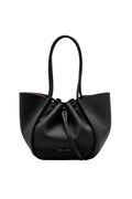 Large Ruched Tote In Soft Pebbled Calf - Black