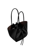 Large Ruched Tote In Soft Pebbled Calf - Black