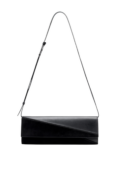 Hex Clutch In Smooth Calf And Lux Suede - Black