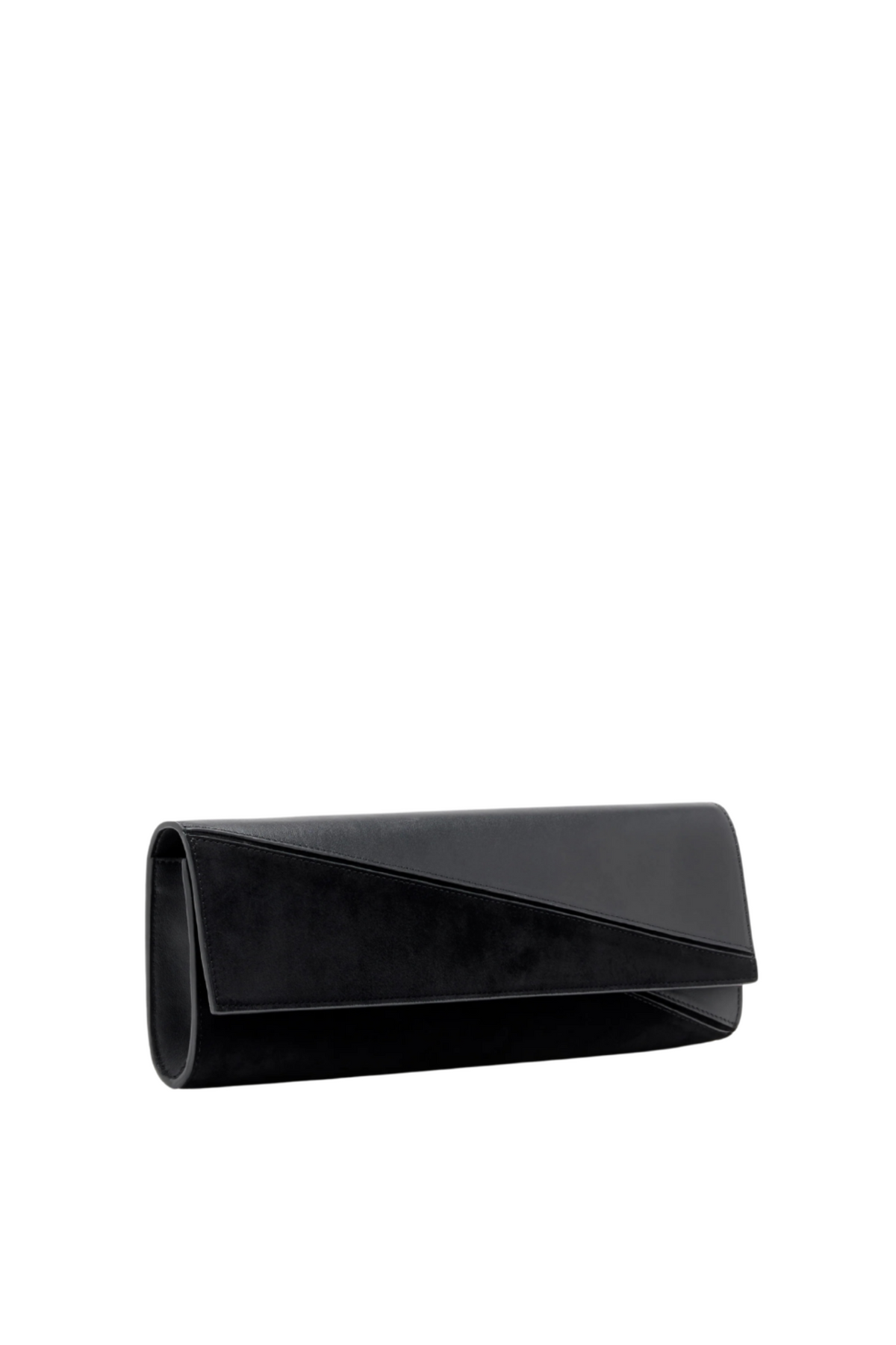 Hex Clutch In Smooth Calf And Lux Suede - Black