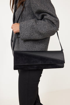 Hex Clutch In Smooth Calf And Lux Suede - Black
