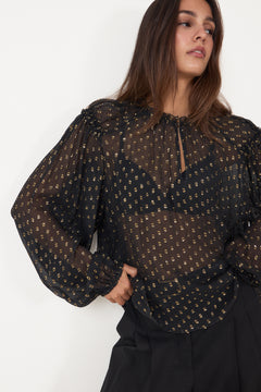 Elspen Ls Silk Blouse - Noir