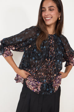 Elise Ss Silk Blouse - Eclipse