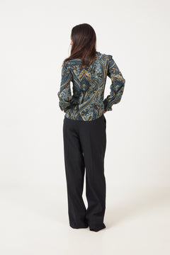 Catroux Ls Silk Blouse - Prussian