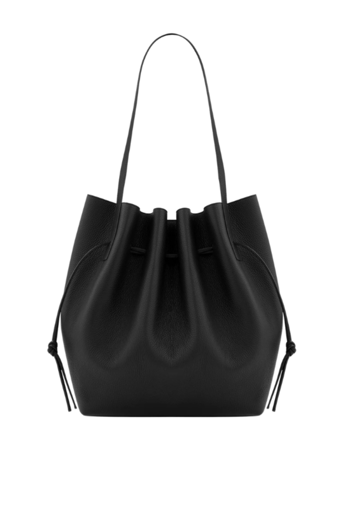 Scallop Tote Pebble Grain Leather - Black