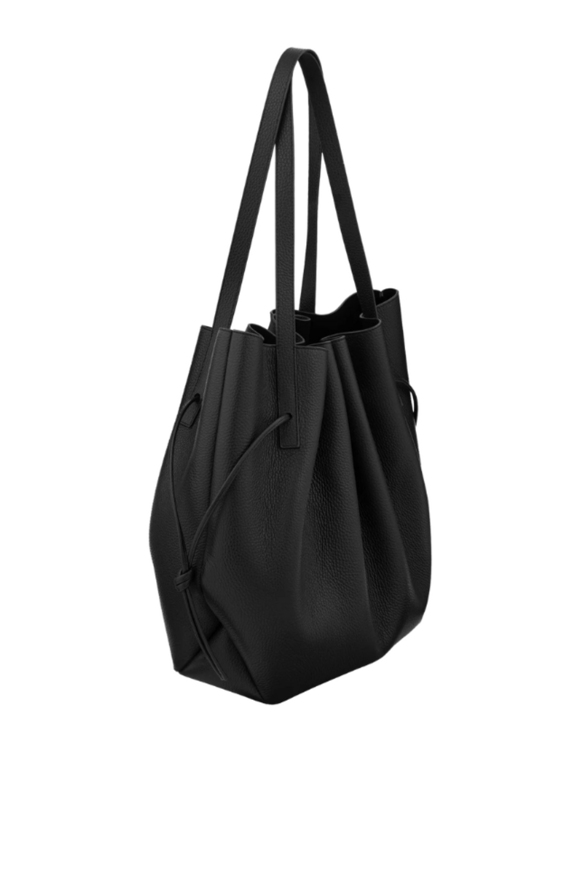 Scallop Tote Pebble Grain Leather - Black