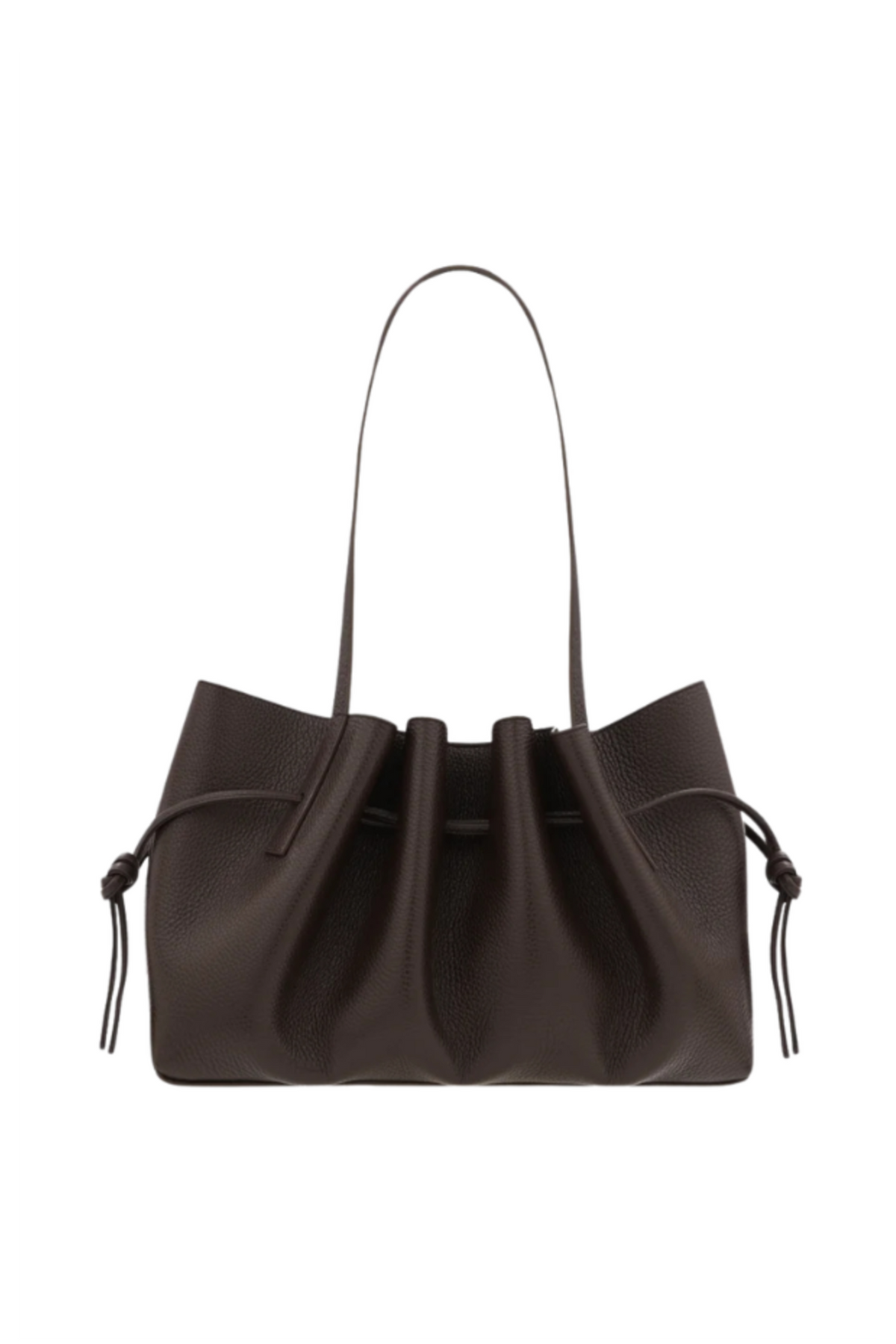 Scallop Shoulder Bag Pebble Grain Leather - Espresso