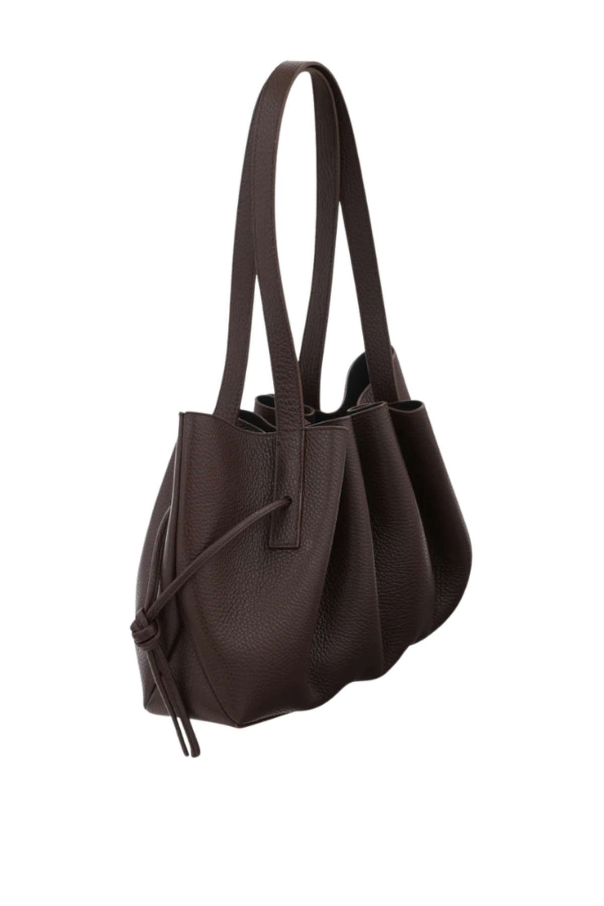 Scallop Shoulder Bag Pebble Grain Leather - Espresso