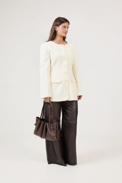Scallop Shoulder Bag Pebble Grain Leather - Espresso