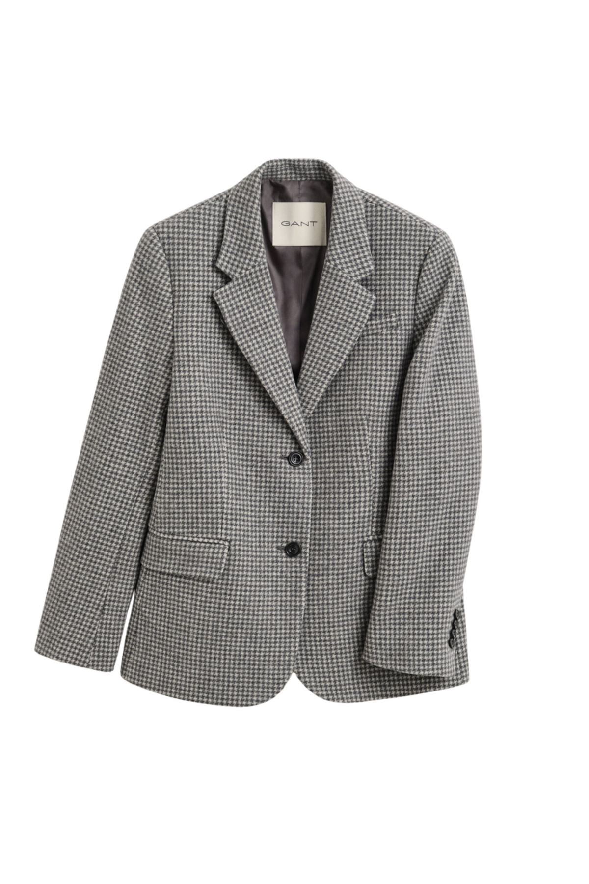 Reg Houndstooth Blazer - Dark Grey Melange