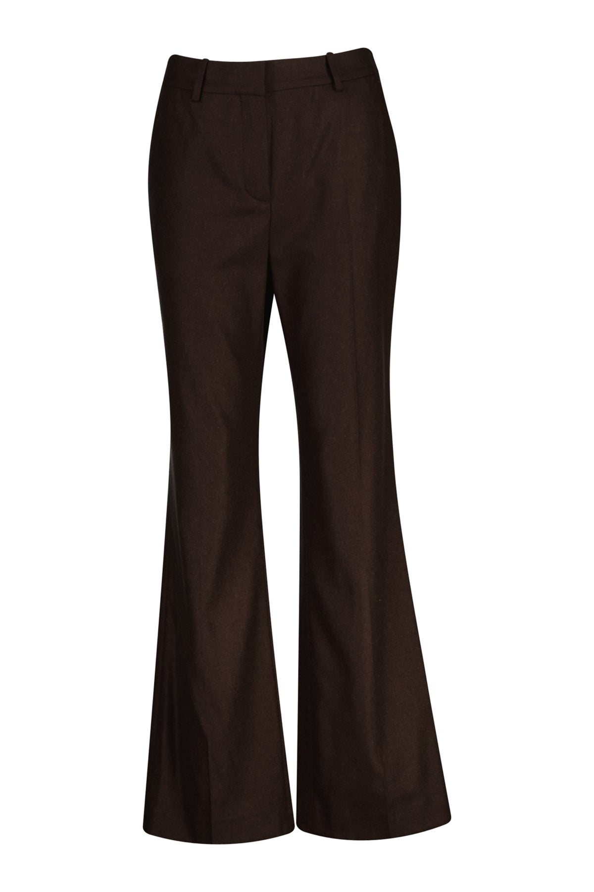 Tailored Slim Flare Flannel Pants - Deep Brown