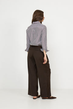Reg Classic Poplin Striped Shirt - Darkened Wine