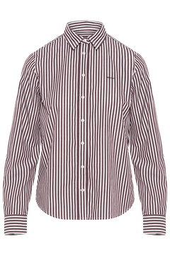 Reg Classic Poplin Striped Shirt - Darkened Wine