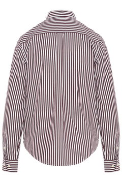 Reg Classic Poplin Striped Shirt - Darkened Wine