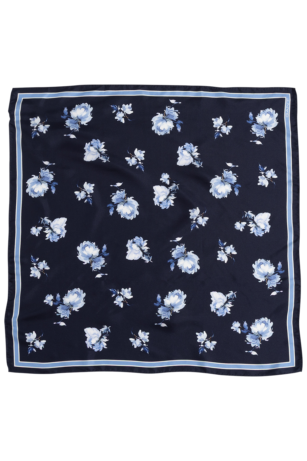 Floral Print Silk Scarf - Evening Blue