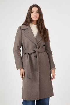 Cashmere Coat W Clareta Belt Midi - Brown