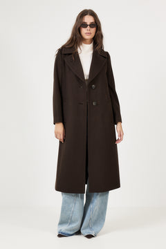 Cashmere Coat W Clareta Belt Long - Dark Brown