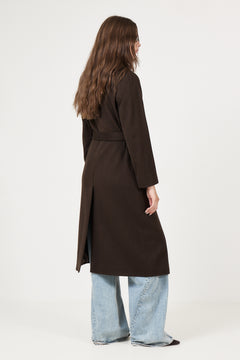 Cashmere Coat W Clareta Belt Long - Dark Brown