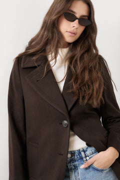 Cashmere Coat W Clareta Belt Long - Dark Brown