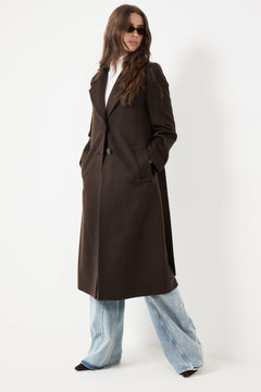 Cashmere Coat W Clareta Belt Long - Dark Brown