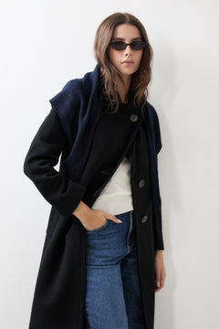 Cashmere Coat W Clareta Long - Ebony Black