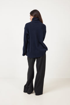 Soft Wool Turtleneck - Navy Blue