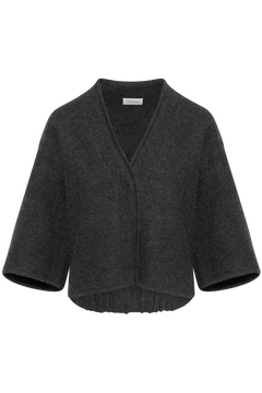 Short Wool Cardigan - Antracite Grey