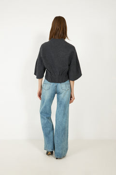 Short Wool Cardigan - Antracite Grey