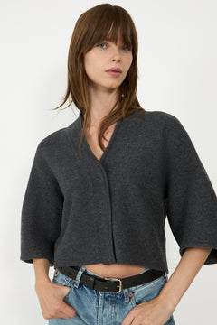 Short Wool Cardigan - Antracite Grey