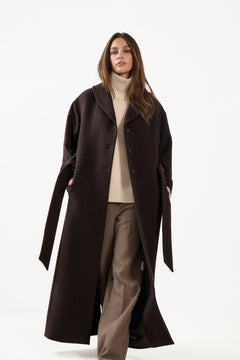 Wool Robe Coat - Chocolate Brown