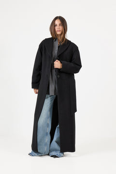 Wool Robe Coat - Black