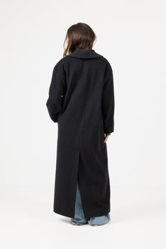 Wool Robe Coat - Black