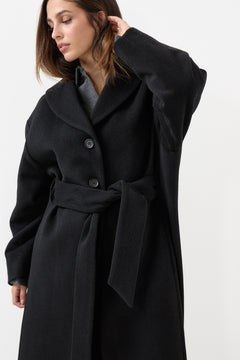 Wool Robe Coat - Black