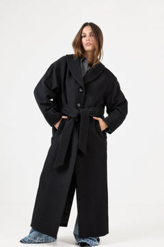 Wool Robe Coat - Black