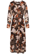 Masoniw Dress - Brown W Pink Fall Leaves