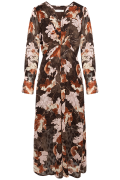 Masoniw Dress - Brown W Pink Fall Leaves