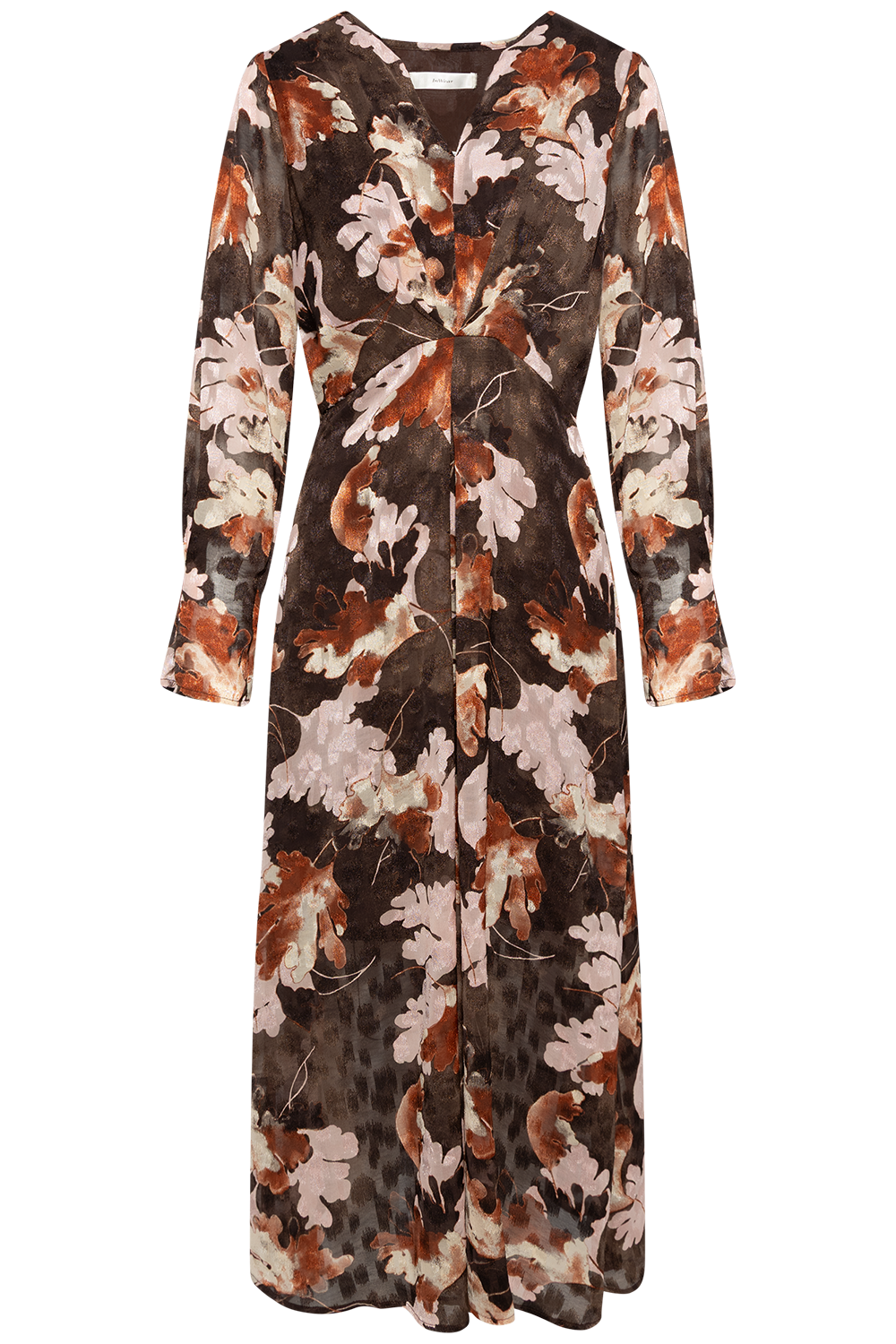 Masoniw Dress - Brown W Pink Fall Leaves