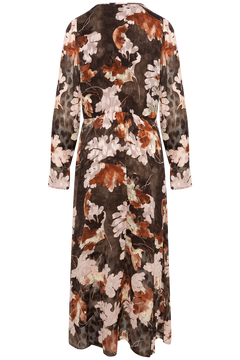 Masoniw Dress - Brown W Pink Fall Leaves