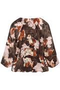 Masoniw Balloon Blouse - Brown W Pink Fall Leaves