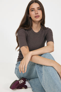 Dagnaiw Melange T-Shirt - Chocolate Brown Melange