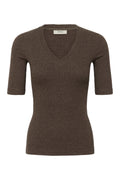 Dagnaiw Melange V T-Shirt - Chocolate Brown Melange