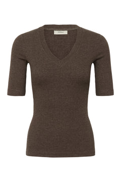 Dagnaiw Melange V T-Shirt - Chocolate Brown Melange