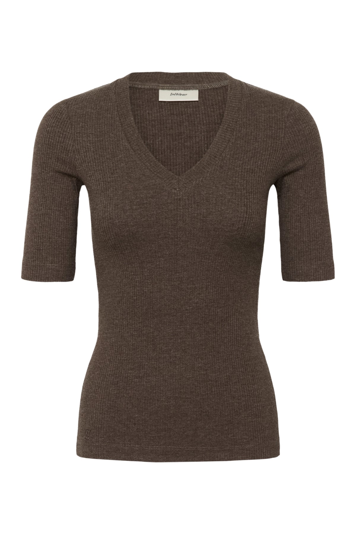 Dagnaiw Melange V T-Shirt - Chocolate Brown Melange