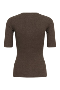 Dagnaiw Melange V T-Shirt - Chocolate Brown Melange