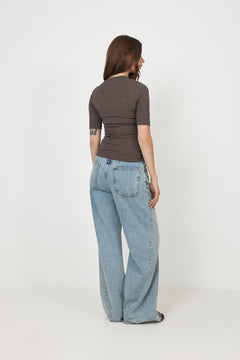 Dagnaiw Melange V T-Shirt - Chocolate Brown Melange
