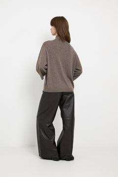 Tallyiw Monika Highneck - Chocolate Brown Melange