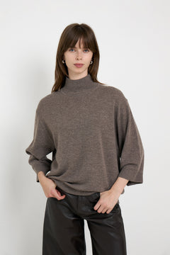 Tallyiw Monika Highneck - Chocolate Brown Melange