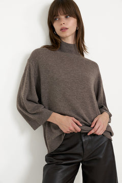 Tallyiw Monika Highneck - Chocolate Brown Melange