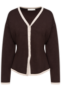 Yenahiw Contrast Cardigan - Chocolate Brown